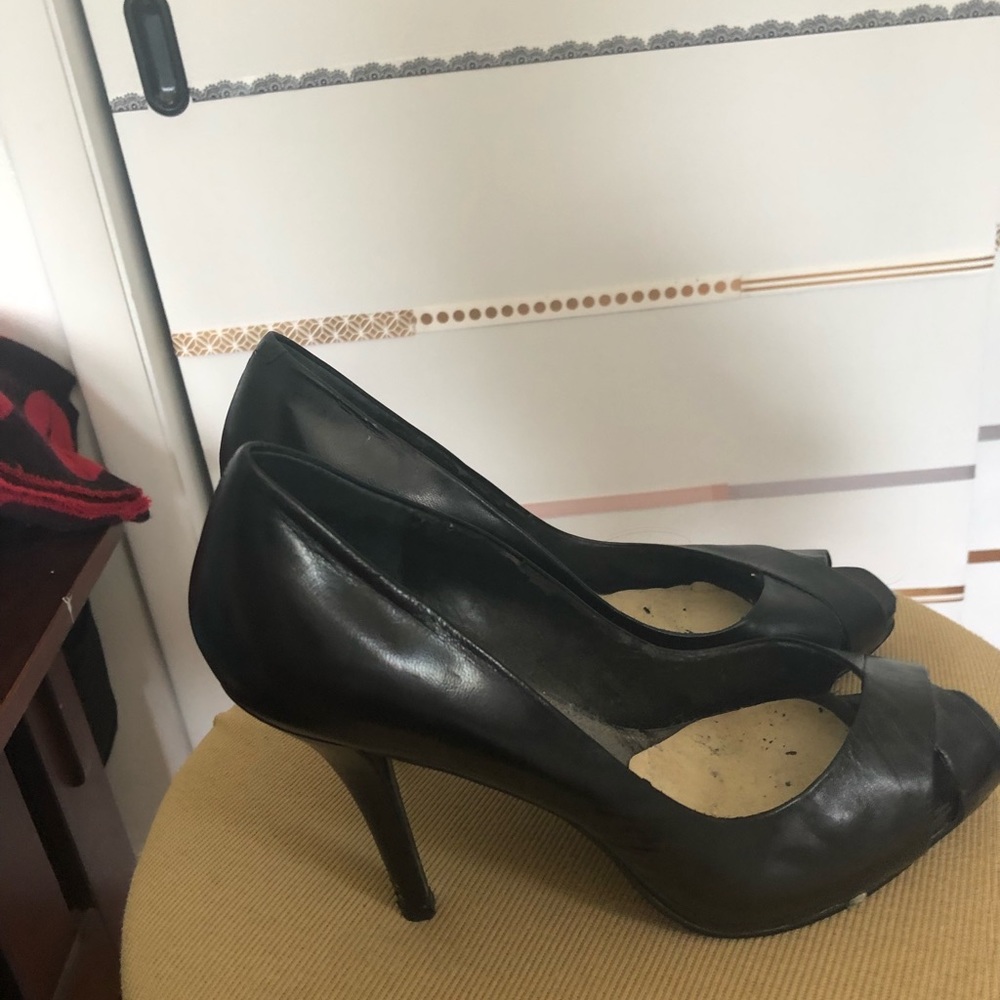 Black leather, Nine West high heels